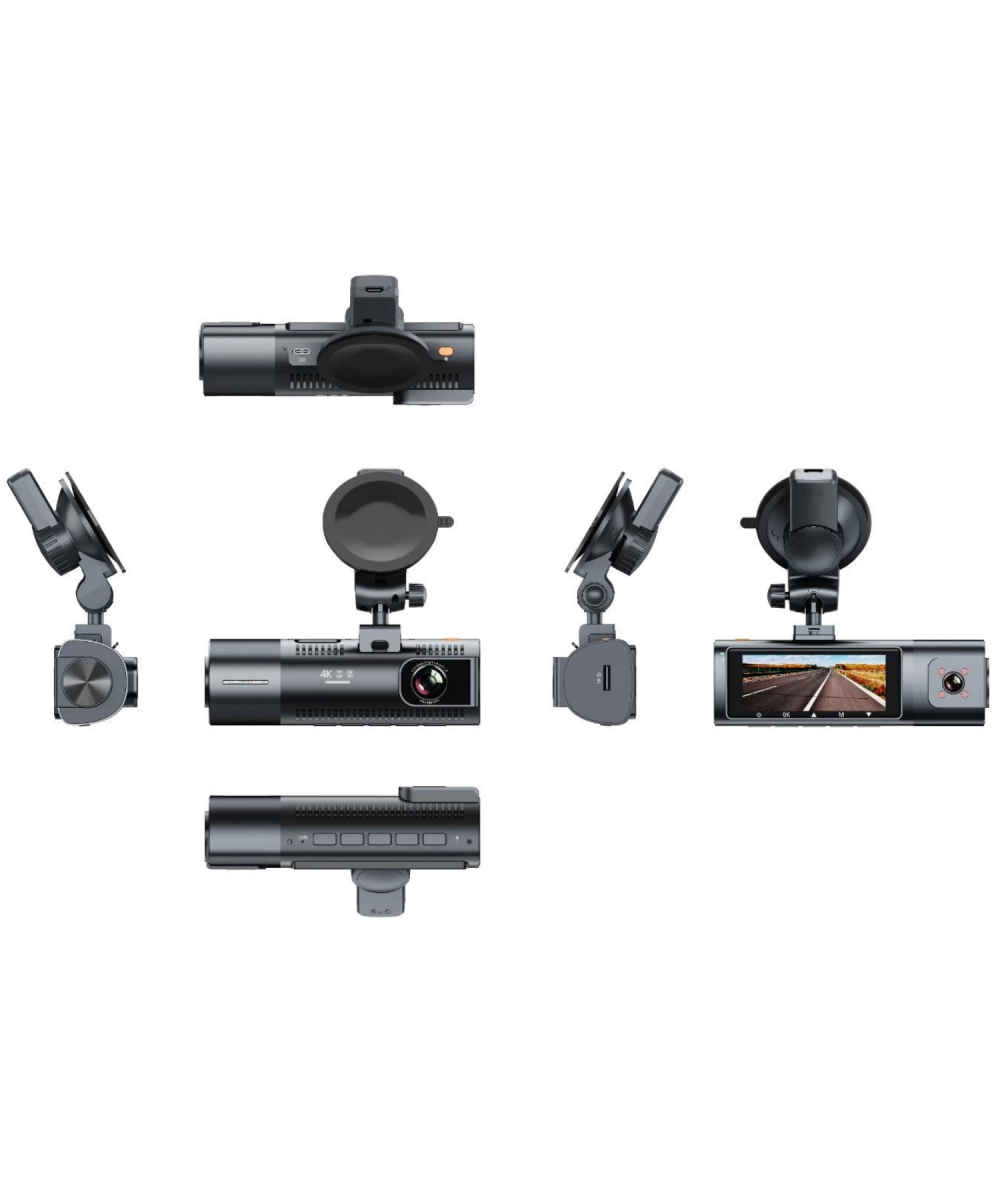 4K UHD Araç İçi Kamera 128GB – WiFi, GPS, IR Gece Görüşü, Çift Lens Ön-Arka-İç Kayıt,DashCam