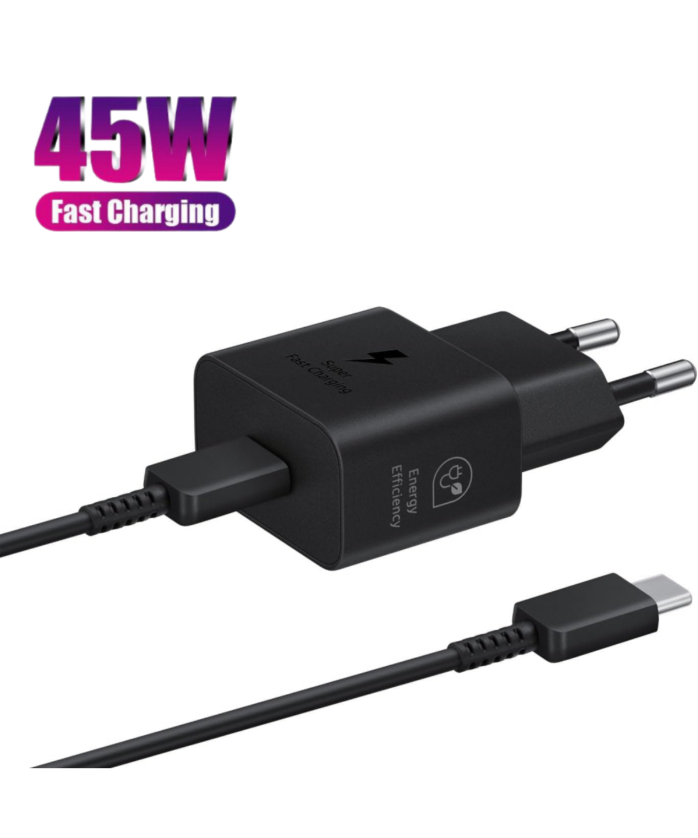 45W PD GaN Hızlı Şarj Cihazı Adaptörü + Type-C Kablo - Samsung Galaxy Uyumlu S 21,22,23,Note Ultra