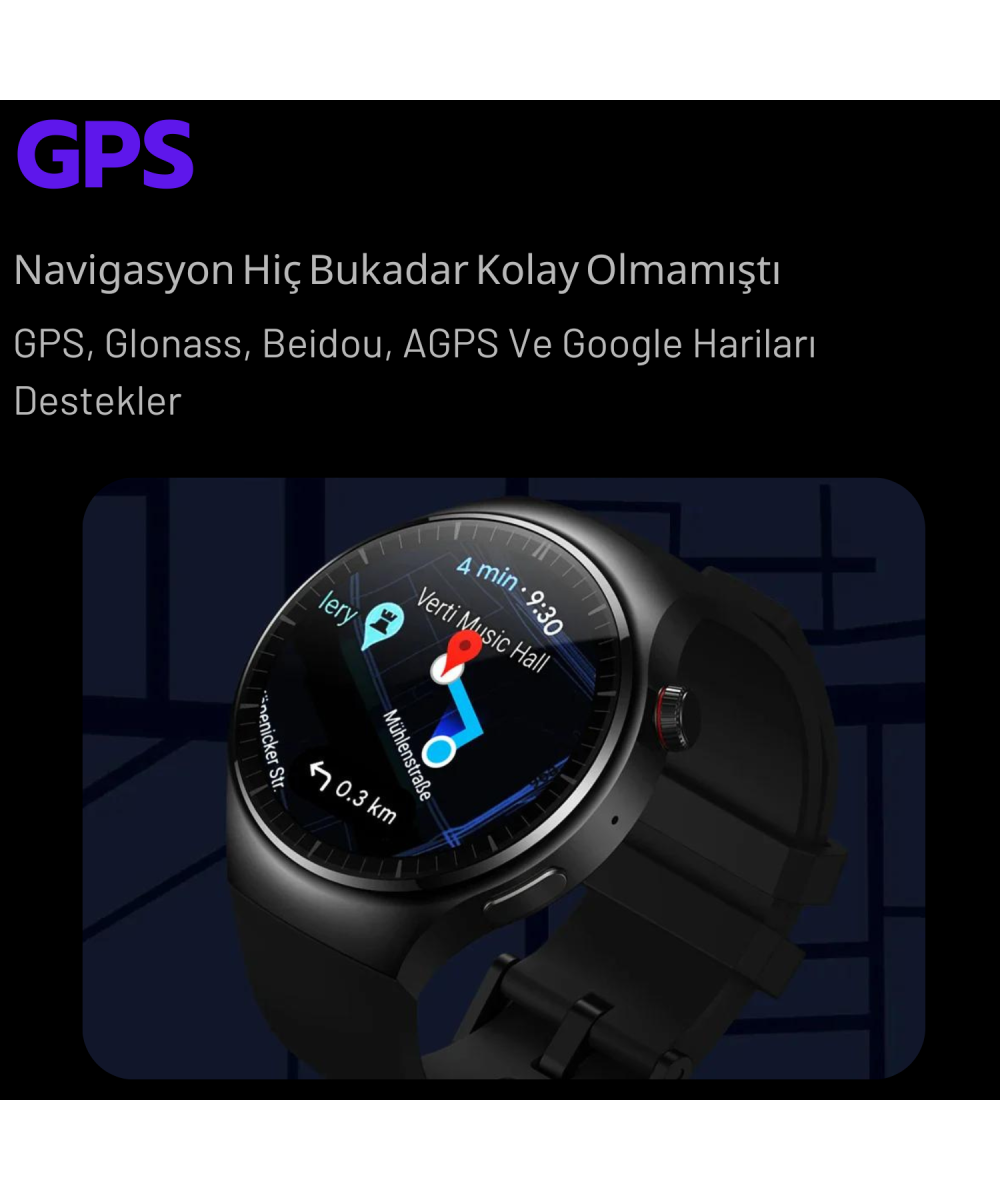 Watch N61 SiM Kartlı 5G 2 Kameralı 64GB Akıllı Saat GPS,WiFi,Play Store Çocuk iPhone Huawei Uyumlu 8,9,10