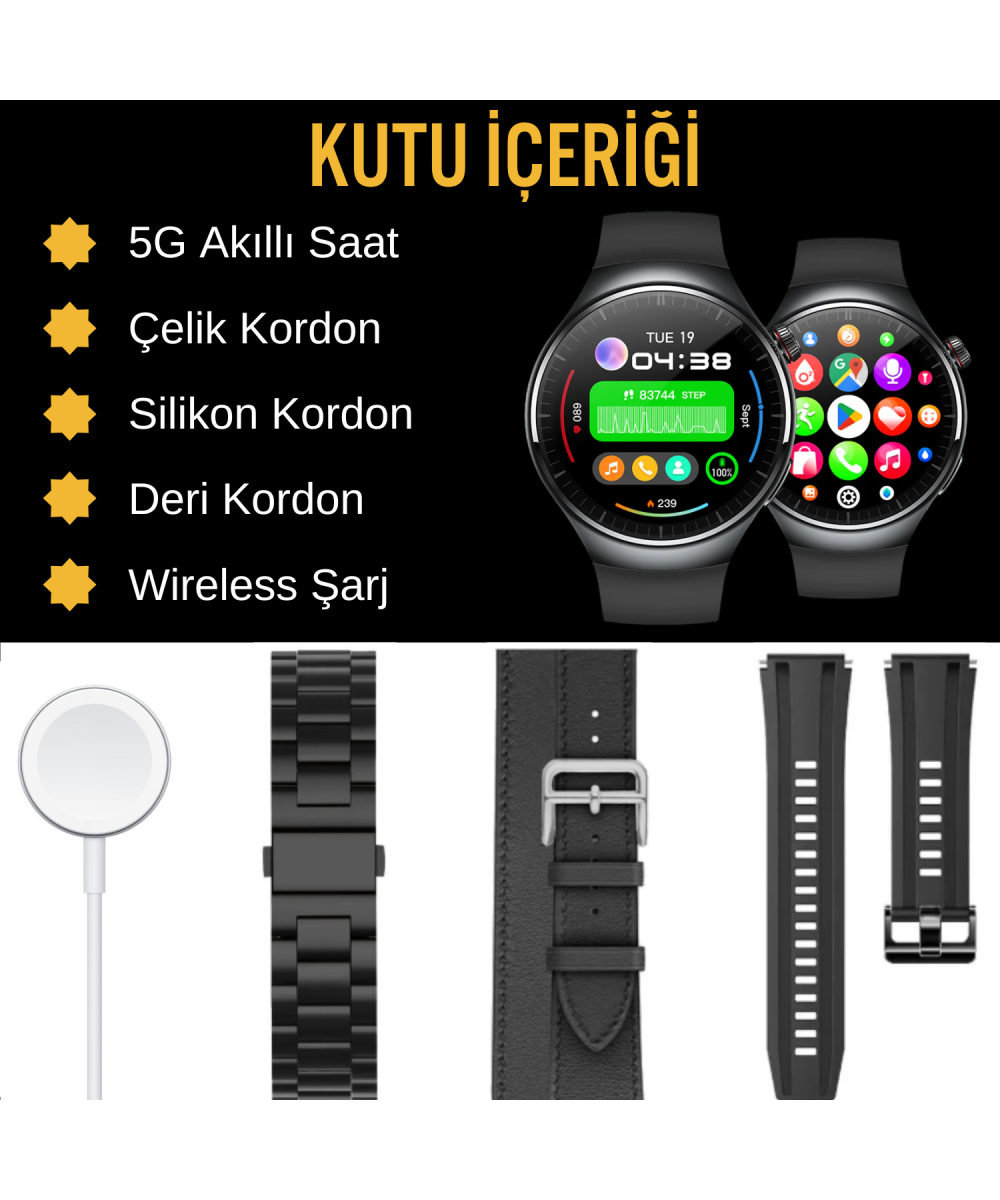 Watch N61 SiM Kartlı 5G 2 Kameralı 64GB Akıllı Saat GPS,WiFi,Play Store Çocuk iPhone Huawei Uyumlu 8,9,10