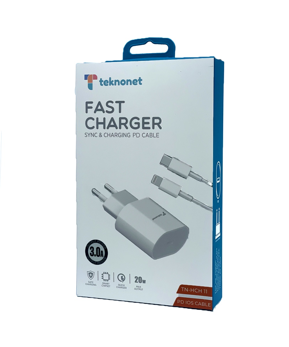 TN-HCH11 iPhone 20W PD Lightning - Type C Kablo + Hızlı Şarj Aleti (Beyaz) NT-98784