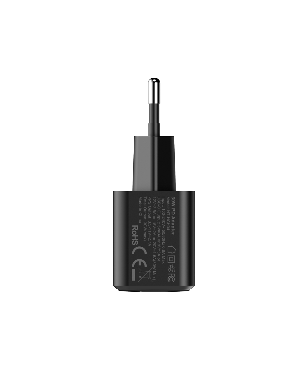 NT-HCH04 PD GaN Prime 30W Type-C To Type-C Şarj Aleti (Siyah) Samsung Huawei Oppo Xiaomi