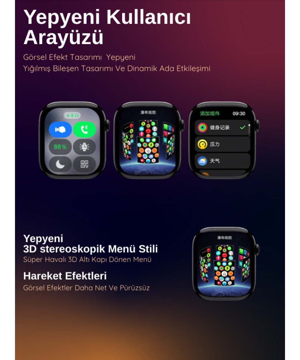 Watch HK 10 + Mini Plus Siyah AMOLED Ekranlı Akıllı Saat 41mm, 2GB Depolama, iPhone & Huawei Uyumlu 8,9,10