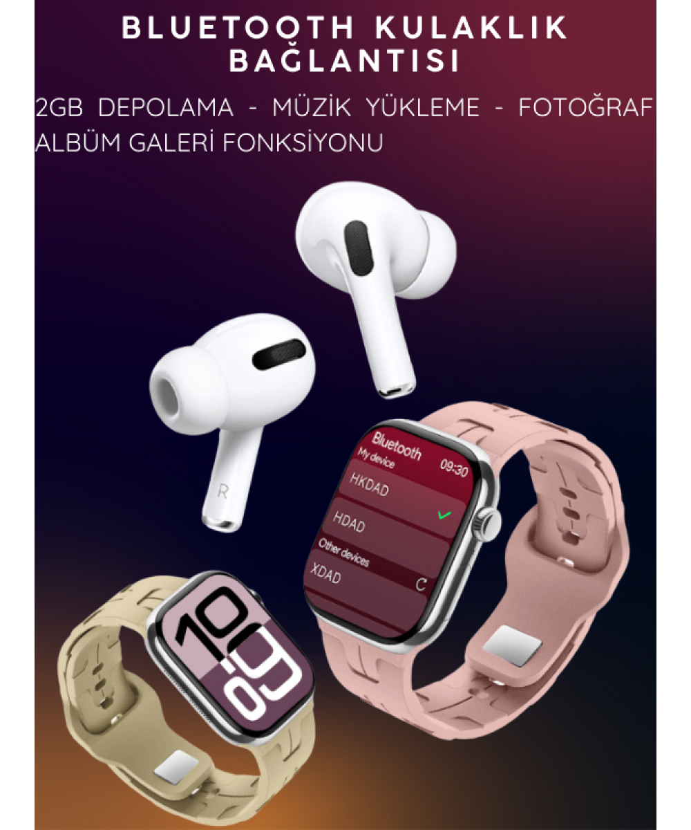 Watch HK 10 + Mini Plus Siyah AMOLED Ekranlı Akıllı Saat 41mm, 2GB Depolama, iPhone & Huawei Uyumlu 8,9,10