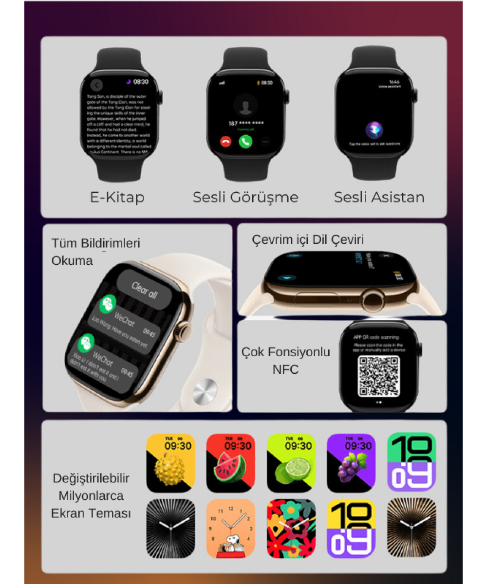 Watch HK 10 + Mini Plus Siyah AMOLED Ekranlı Akıllı Saat 41mm, 2GB Depolama, iPhone & Huawei Uyumlu 8,9,10