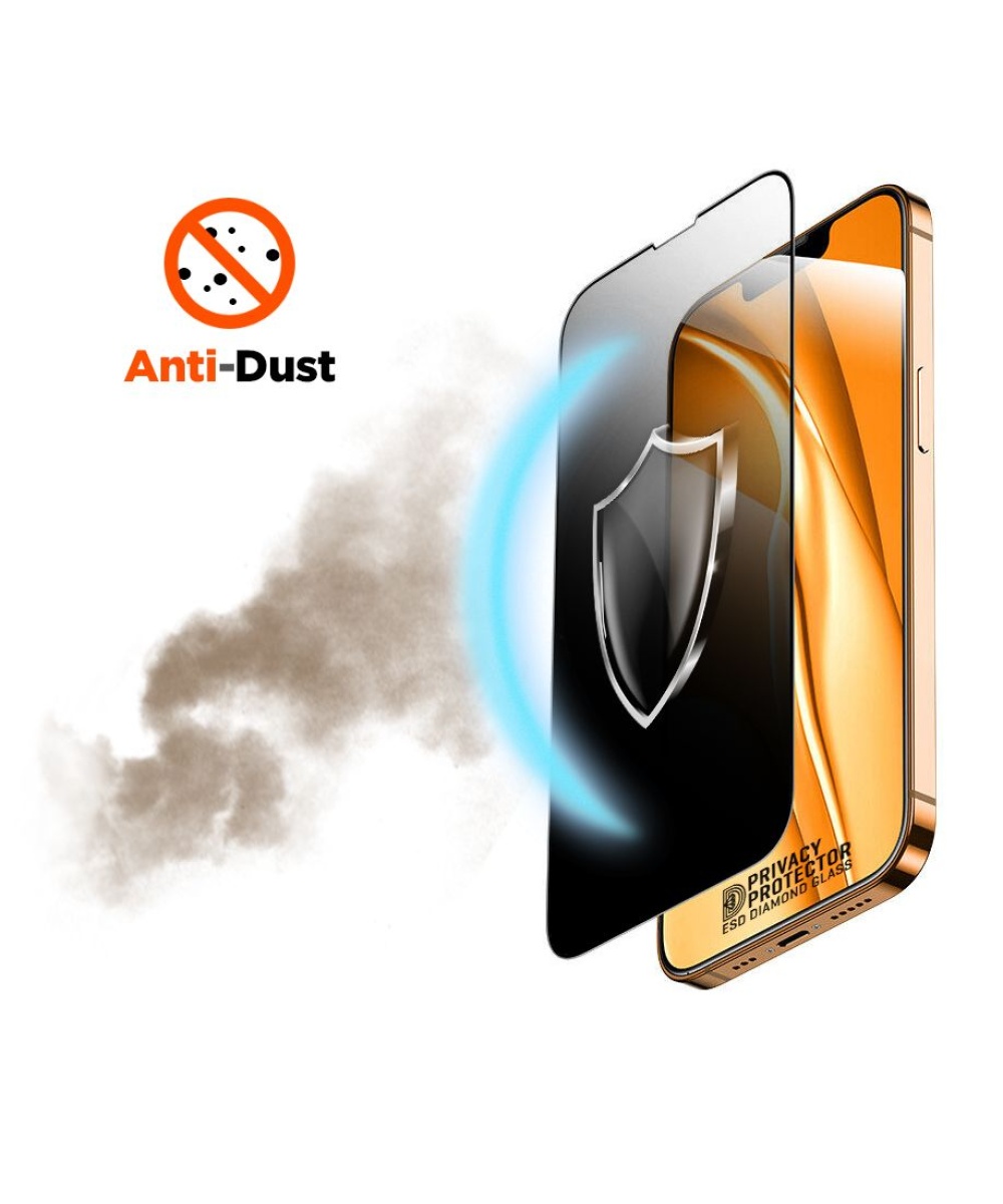 Unipha Anti-Static iPhone 16 PRO Uyumlu Gizlilik Filtreli Temperli Hayalet Cam Ekran Koruyucu