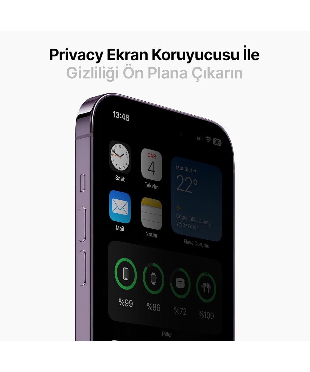 MostPro Anti-Static iPhone 15 Pro Max Uyumlu Gizlilik Filtreli Temperli Hayalet Cam Ekran Koruyucu