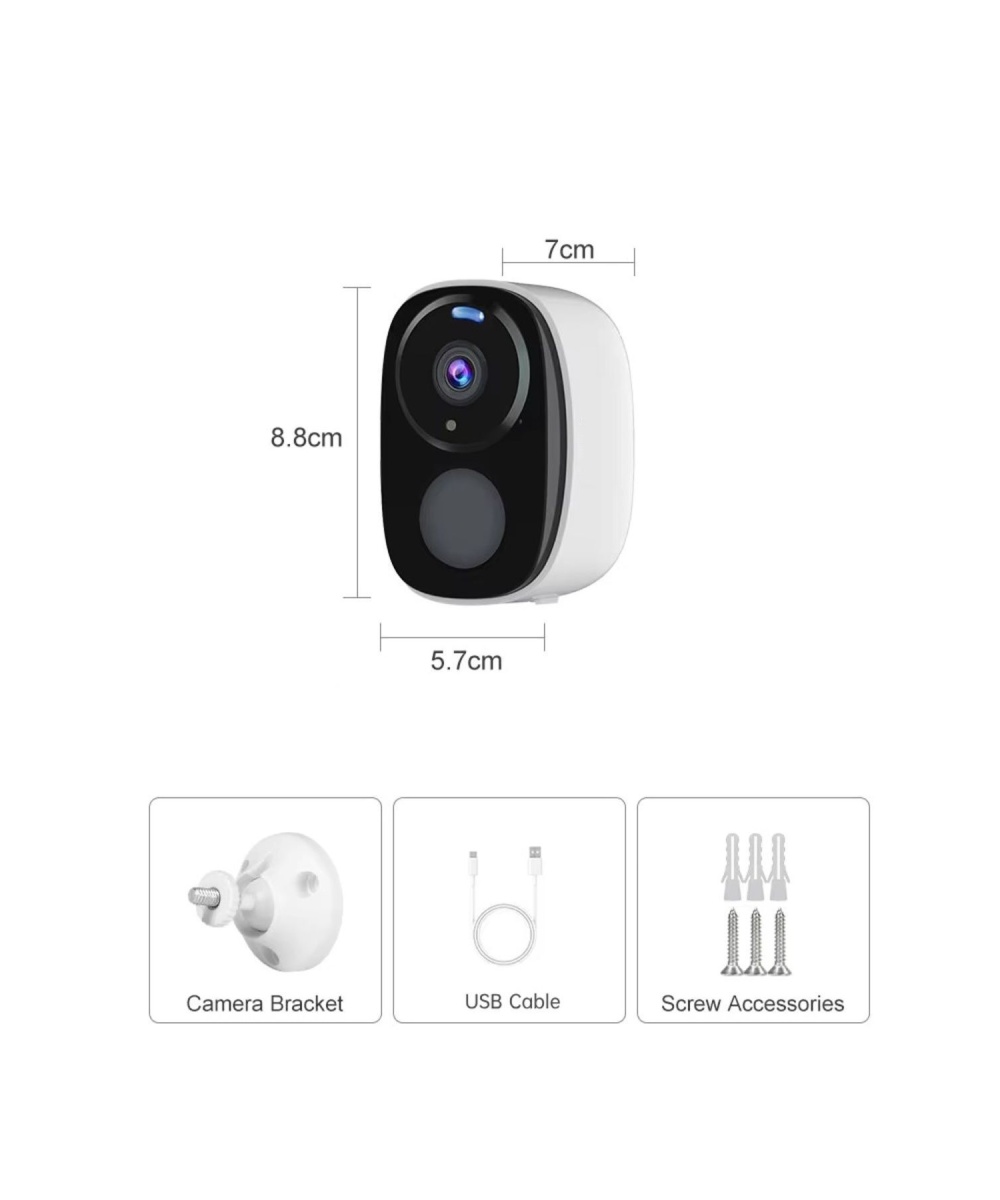 O-KAM 3033 2K WiFi Şarjlı 128GB Akıllı Güvenlik Kamerası Su Geçirmez Gece Görüşlü Bebek Odasıİç ve Dış Mekan Kullanım