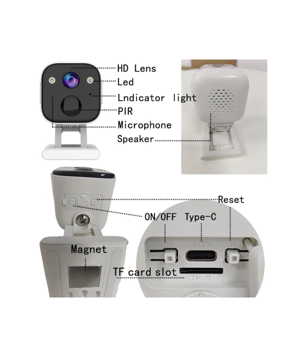 O-KAM 3030 2K WiFi Şarjlı 128GB Akıllı Güvenlik Kamerası Su Geçirmez Gece Görüşlü Bebek Odasıİç ve Dış Mekan Kullanım