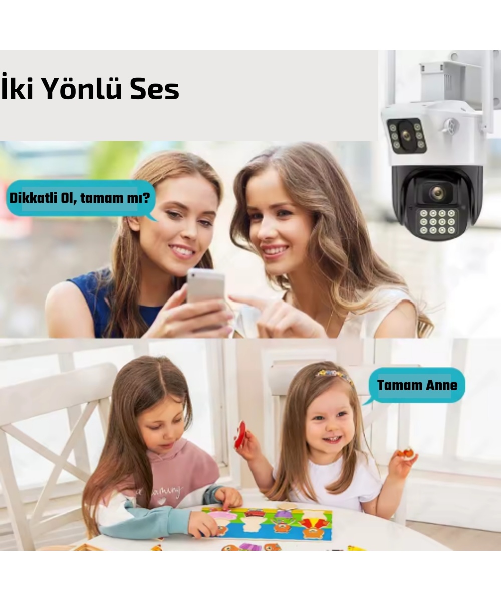 O-Kam 6015 Wifi 6mp Dual Lens Ip Güvenlik Kamerası 128 GB| Hareketli Kablosuz, Gece Görüşü, Kişi Takibi, Türkçe Sesli Görüşme Dış Iç Kamera