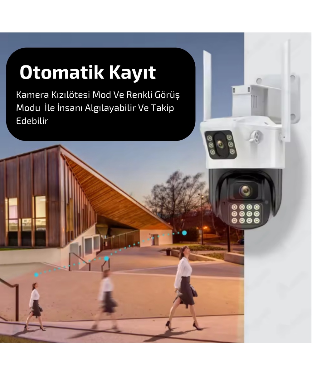 O-Kam 6015 Wifi 6mp Dual Lens Ip Güvenlik Kamerası 128 GB| Hareketli Kablosuz, Gece Görüşü, Kişi Takibi, Türkçe Sesli Görüşme Dış Iç Kamera