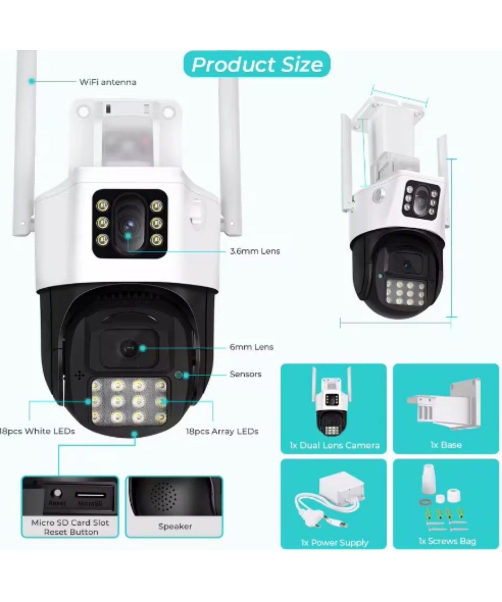 O-Kam 6015 Wifi 6mp Dual Lens Ip Güvenlik Kamerası 128 GB| Hareketli Kablosuz, Gece Görüşü, Kişi Takibi, Türkçe Sesli Görüşme Dış Iç Kamera