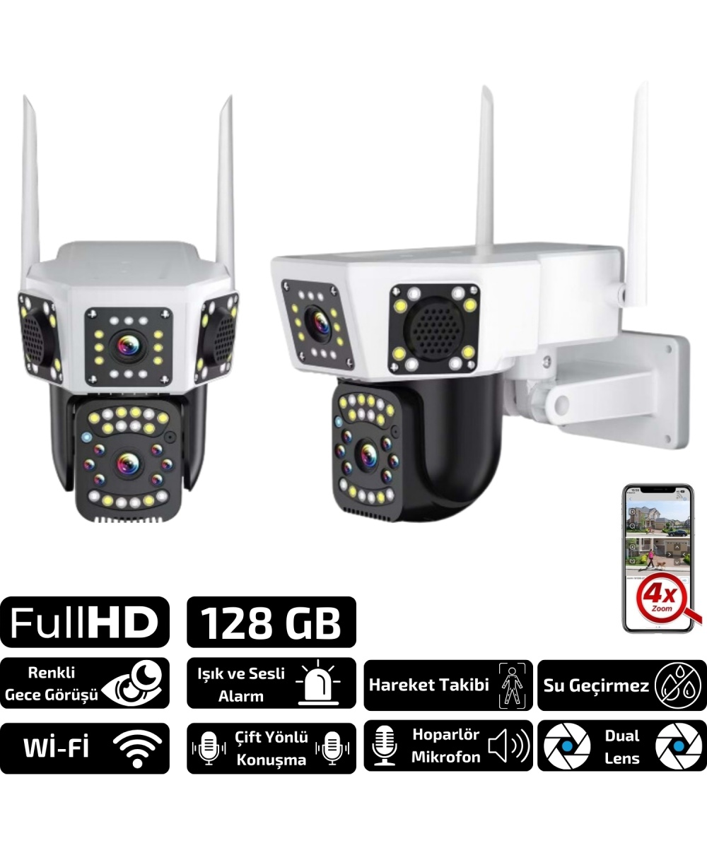 O-KAM 3014 WiFi 6MP Dual Lens IP Güvenlik Kamerası | Hareketli Kablosuz, Gece Görüşü, Kişi Takibi, Türkçe Sesli Görüşme Dış İç Kamera