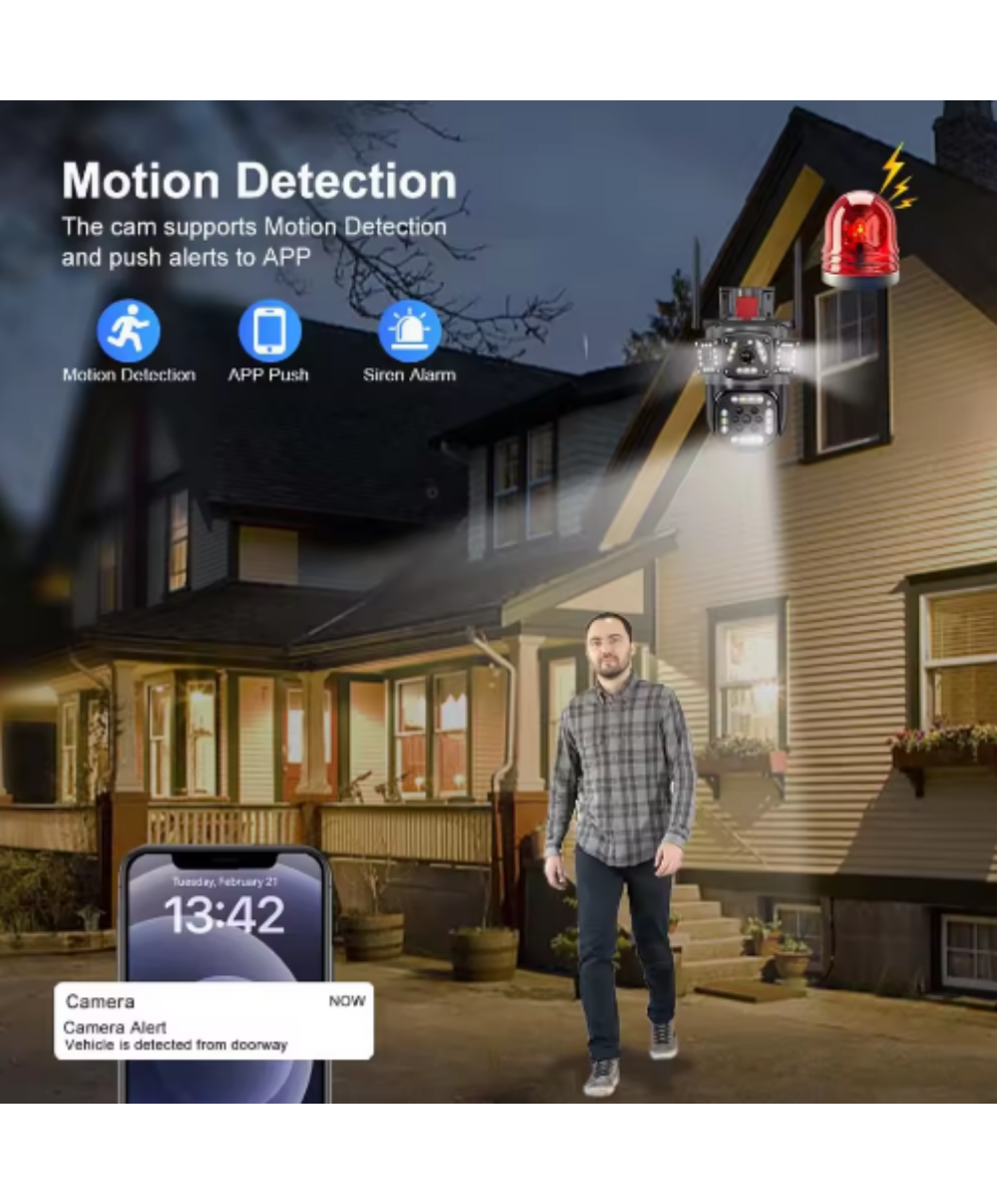 O-Kam 3017 Wifi 6mp Dual Lens Ip Güvenlik Kamerası 128 GB| Hareketli Kablosuz, Gece Görüşü, Kişi Takibi, Türkçe Sesli Görüşme Dış iç Kamera