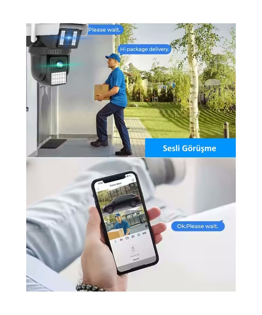 3040 Wifi 6mp Dual Lens Ip Güvenlik Kamerası 256 GB| Hareketli Kablosuz, Gece Görüşü, Kişi Takibi, Türkçe Sesli Görüşme Dış iç Kamera O-Kam