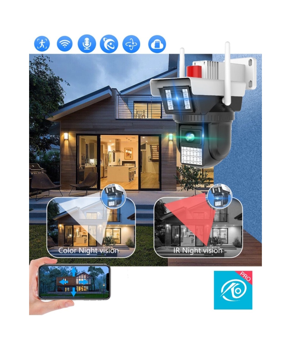 3040 Wifi 6mp Dual Lens Ip Güvenlik Kamerası 256 GB| Hareketli Kablosuz, Gece Görüşü, Kişi Takibi, Türkçe Sesli Görüşme Dış iç Kamera O-Kam