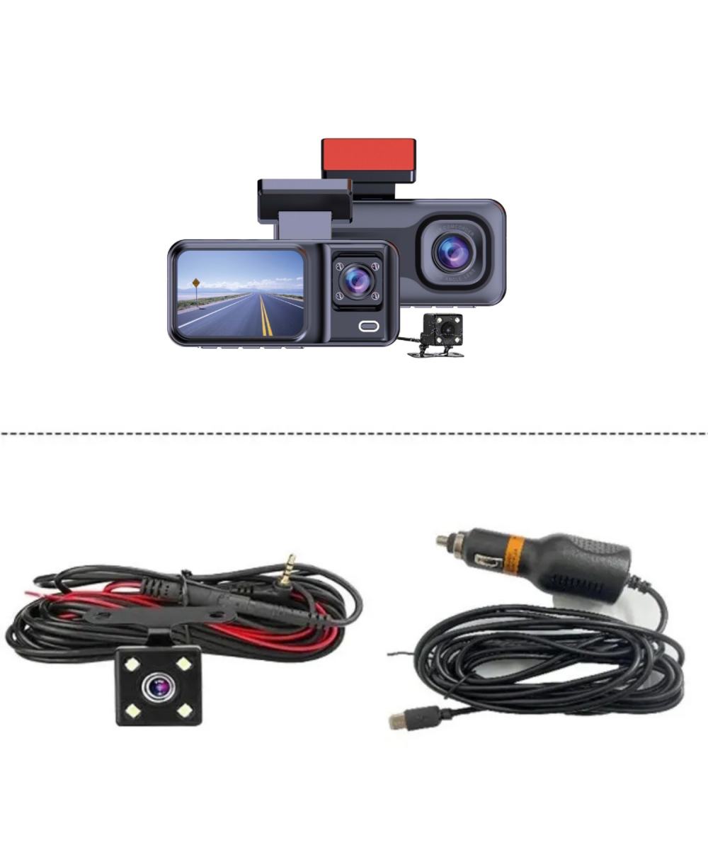 CC-38 Wi-Fi Full HD 3 Kameralı Araç İçi Güvenlik Kamerası 64GB – IR Gece Görüşü, Ön-Arka-İç Kayıt,DashCam