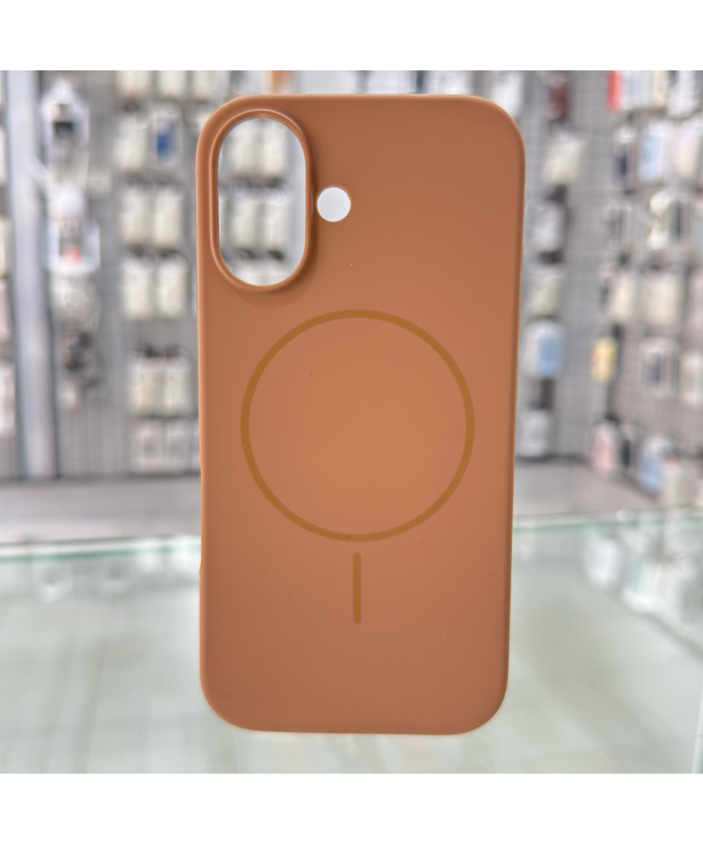 iPhone 16 MagSafe Yumuşak Silikon Kılıf – Lansman İçi Kadife Dokulu, Kablosuz Şarj Destekli Kahverengi