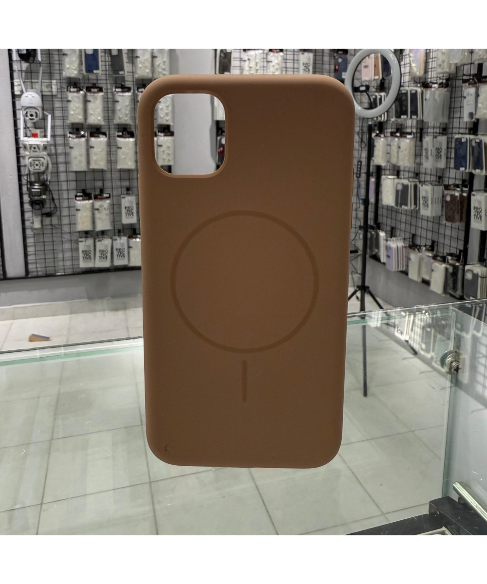 iPhone 11  MagSafe Yumuşak Silikon Kılıf – Lansman İçi Kadife Dokulu, Kablosuz Şarj Destekli Kahverengi