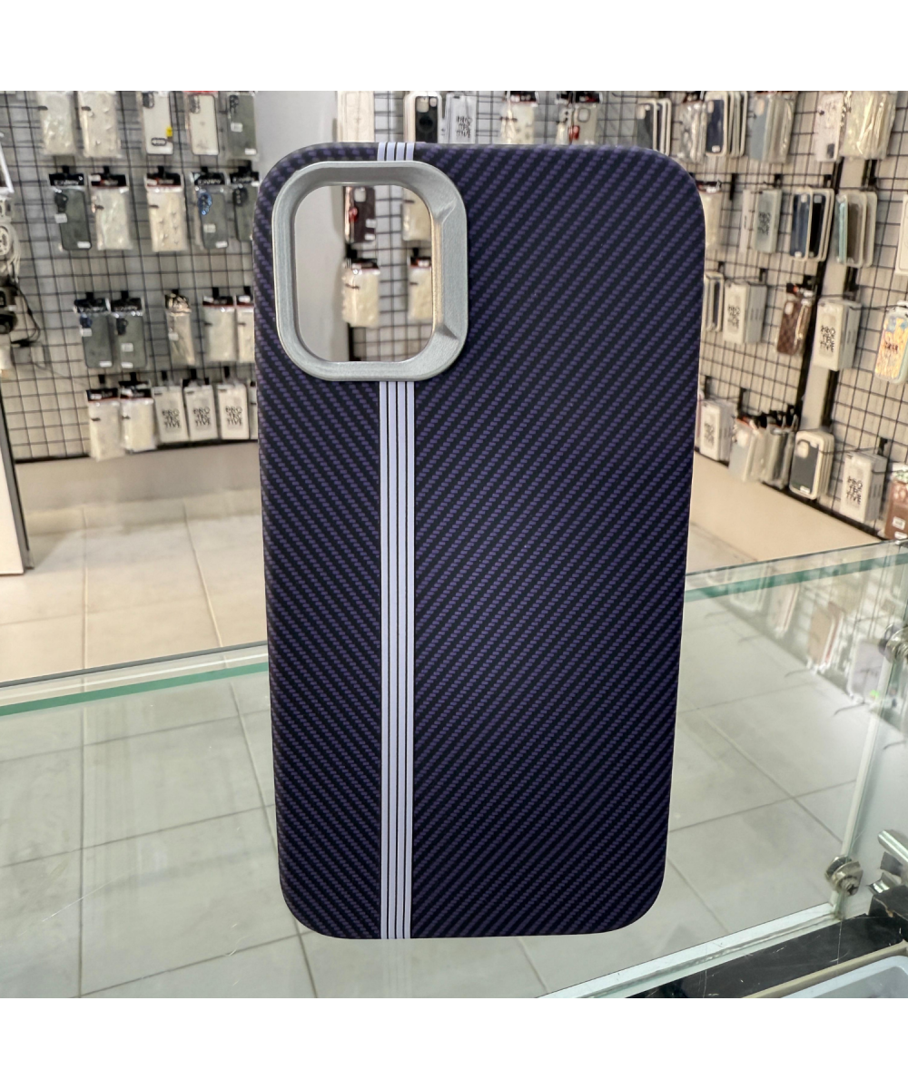 iPhone 11 Lüks Karbon Fiber Telefon Kılıfı Mat Desenli Sert Kapak ( MOR )