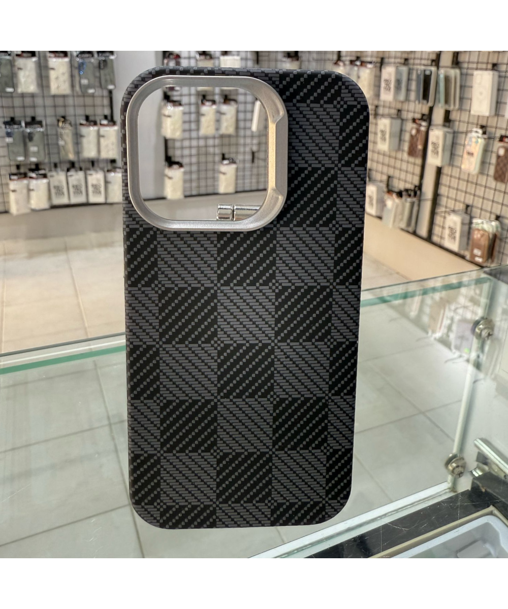 iPhone 14 PRO MAX Lüks Karbon Fiber Telefon Kılıfı Mat Baklava Desenli Sert Kapak ( Siyah )