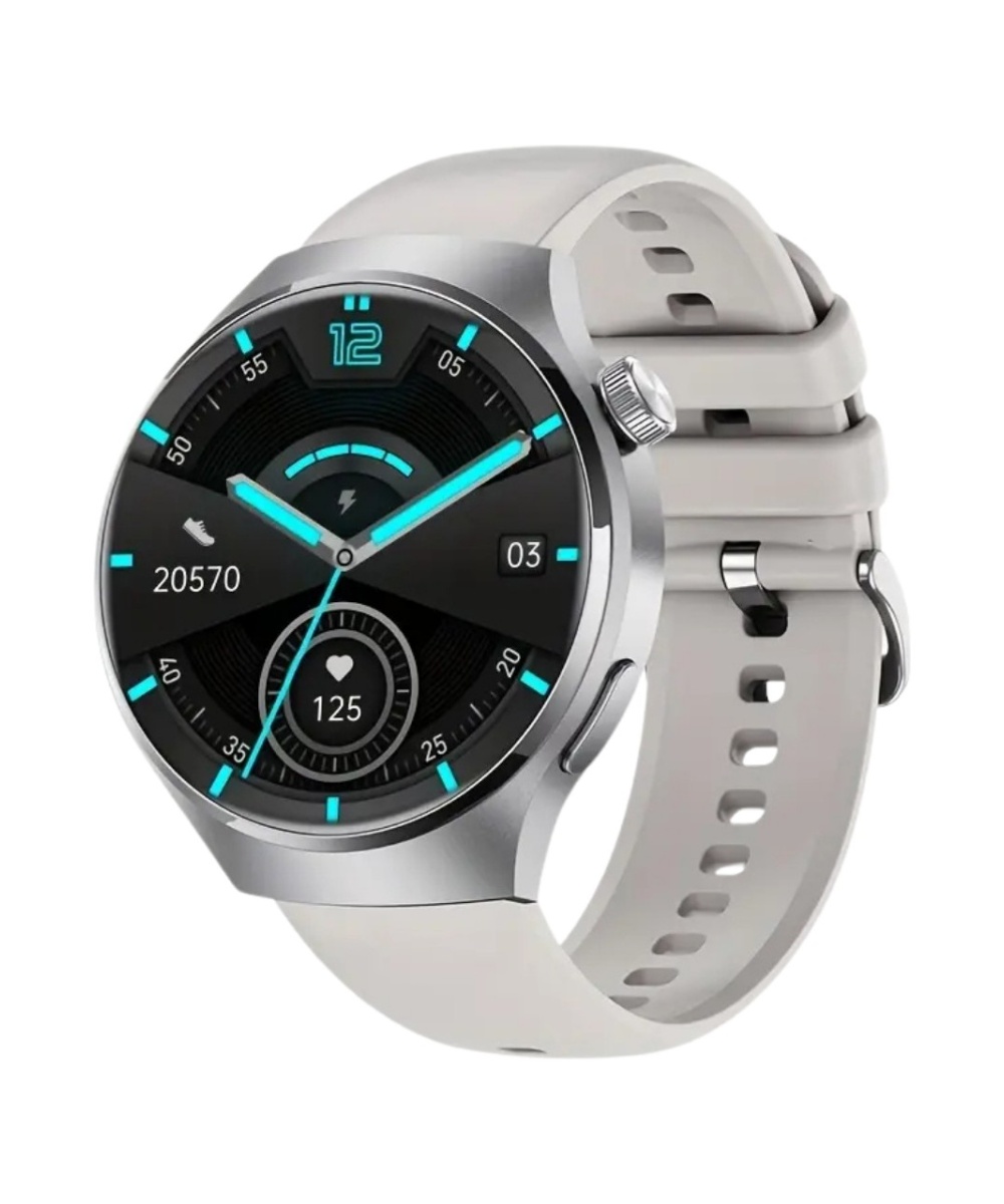 Watch 4 Pro HW16 MAX Gümüş 46mm Klasik Erkek Akıllı Saat – AMOLED Ekran Sesli Görüşme iPhone Android -Huawei Uyumlu Howear