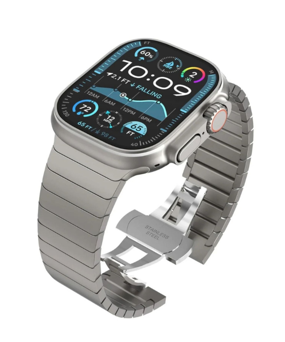 Apple Watch Uyumlu Paslanmaz Çelik Bilezik Akıllı Saat Kordonu 45-49mm Series 7, 8, 9, 10, SE, Ultra