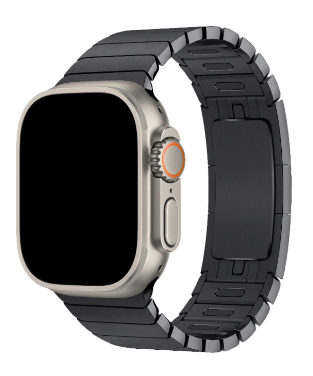 Apple Watch Uyumlu Siyah Paslanmaz Çelik Bilezik Akıllı Saat Kordonu 45-49mm Series 7, 8, 9, 10, SE, Ultra