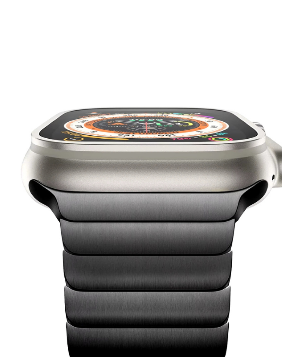 Apple Watch Uyumlu Siyah Paslanmaz Çelik Bilezik Akıllı Saat Kordonu 45-49mm Series 7, 8, 9, 10, SE, Ultra
