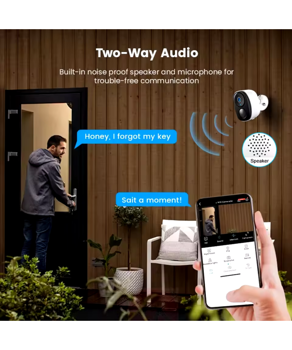 O-KAM 3033 2K WiFi Şarjlı 128GB Akıllı Güvenlik Kamerası Su Geçirmez Gece Görüşlü Bebek Odasıİç ve Dış Mekan Kullanım