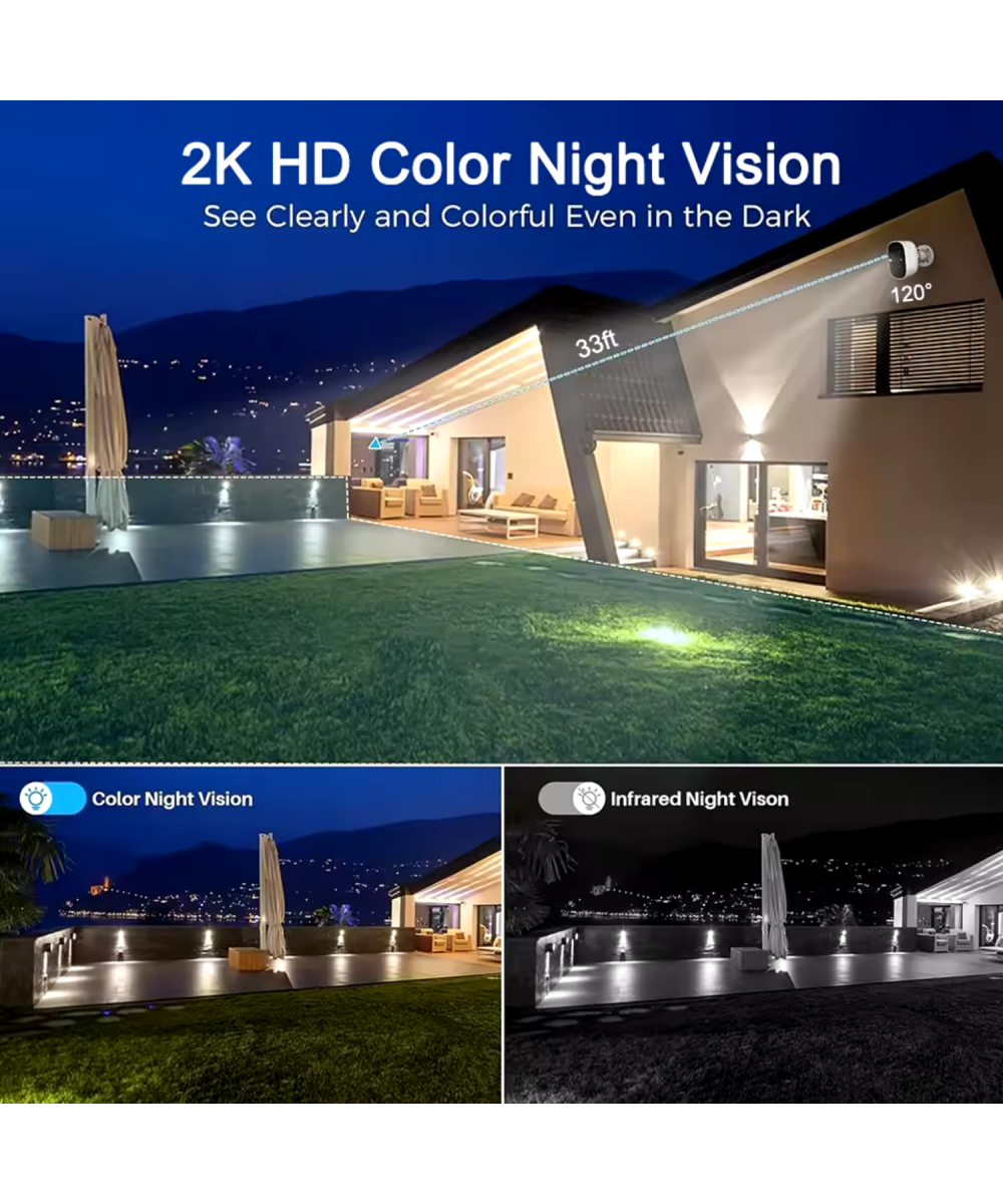 O-KAM 3033 2K WiFi Şarjlı 128GB Akıllı Güvenlik Kamerası Su Geçirmez Gece Görüşlü Bebek Odasıİç ve Dış Mekan Kullanım