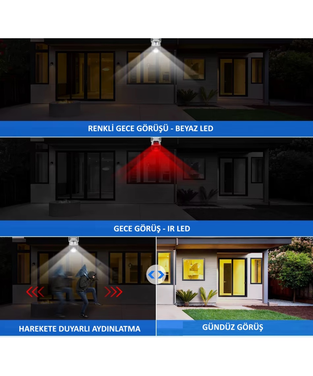 O-KAM 3011 Wifi 4MP IP Güvenlik Kamerası 128GB, Hareketli, Kablosuz, Gece Görüşü, Kişi Takip, Türkçe Sesli