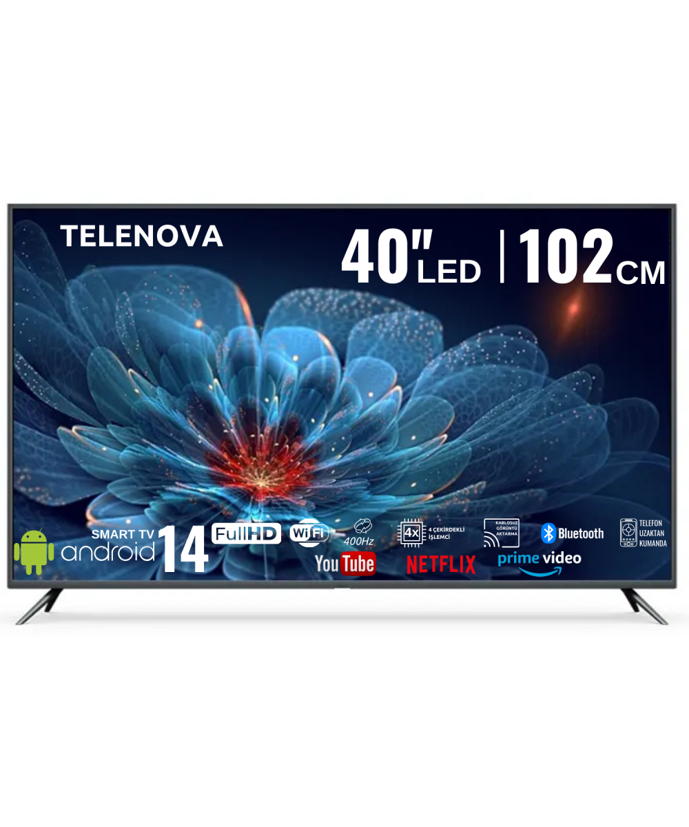 Telenova 40 inc 102 Ekran Full HD Android TV Smart TV Uydu Alıcılı Netflix YouTube Destekli HDR WiFi