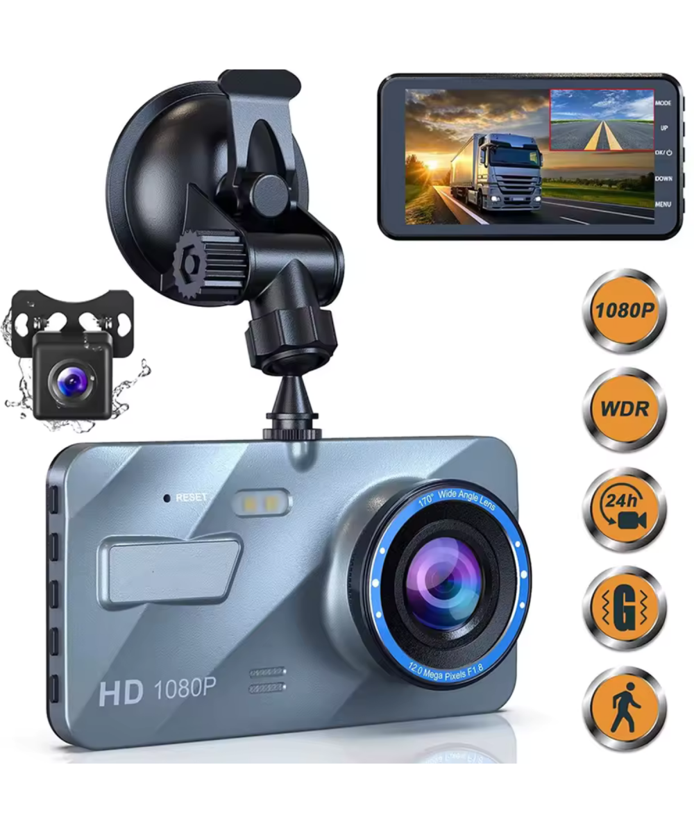 C-659 FHD 32GB Vakumlu Araç İçi Kamerası 4.0 inç Ön+Arka Kamera Full HD 1080p Geri Görüş Kameralı