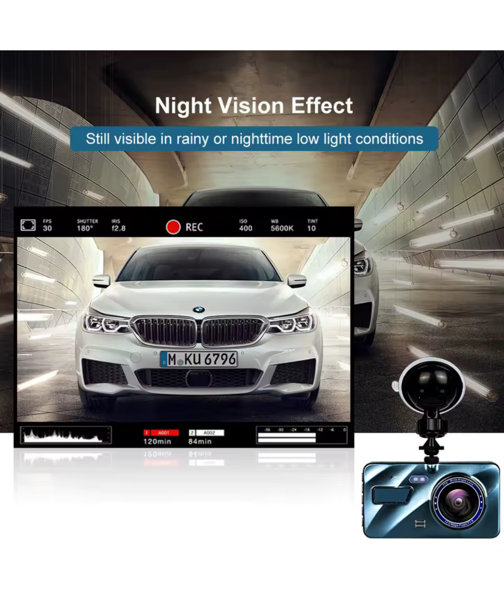 C-659 FHD 32GB Vakumlu Araç İçi Kamerası 4.0 inç Ön+Arka Kamera Full HD 1080p Geri Görüş Kameralı