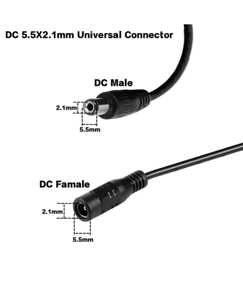 EC-5 AWG23 5 Metre Power Güç Uzatma Kablosu – 12V DC Wifi Kamera Modem Kayıt Cihazı Uyumlu
