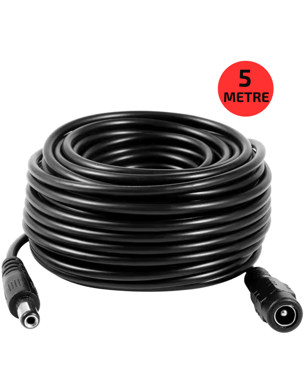 EC-5 AWG23 5 Metre Power Güç Uzatma Kablosu – 12V DC Wifi Kamera Modem Kayıt Cihazı Uyumlu