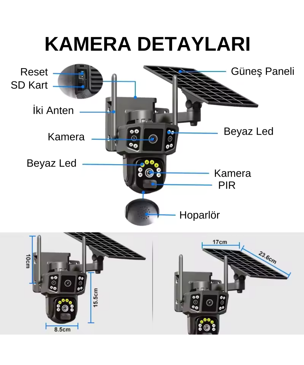 O-KAM 4G Sim Kartlı Kablosuz Güvenlik Kamerası | 6 MP Full HD, Gece Görüşlü ve Güneş Panelli 128GB Solar Kamera -3916
