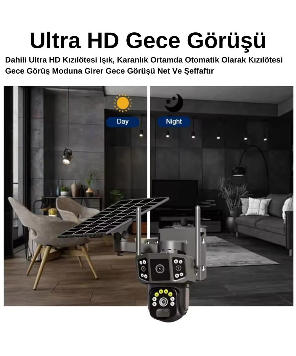 O-KAM 4G Sim Kartlı Kablosuz Güvenlik Kamerası | 6 MP Full HD, Gece Görüşlü ve Güneş Panelli 128GB Solar Kamera -3916