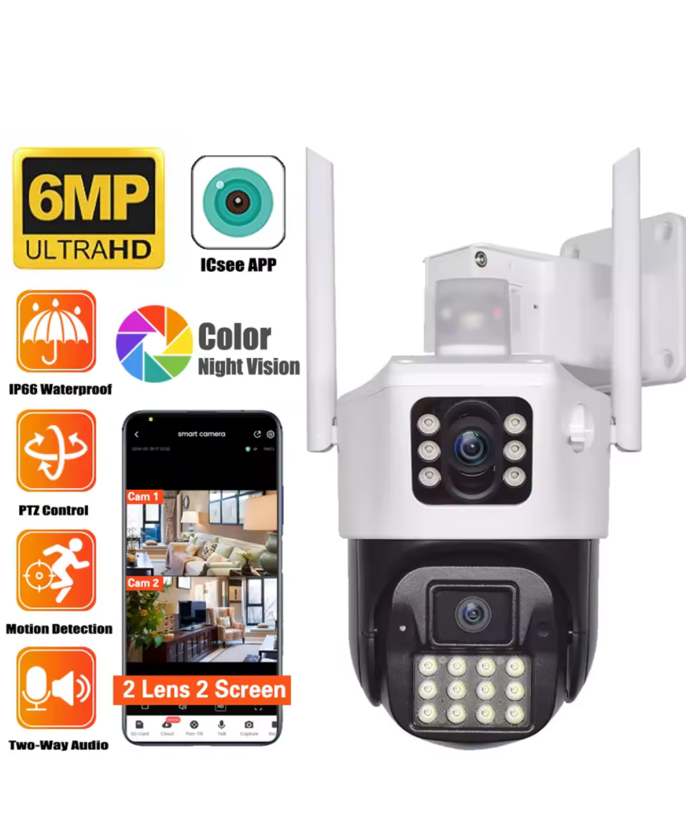 O-Kam 6015 Wifi 6mp Dual Lens Ip Güvenlik Kamerası 128 GB| Hareketli Kablosuz, Gece Görüşü, Kişi Takibi, Türkçe Sesli Görüşme Dış Iç Kamera