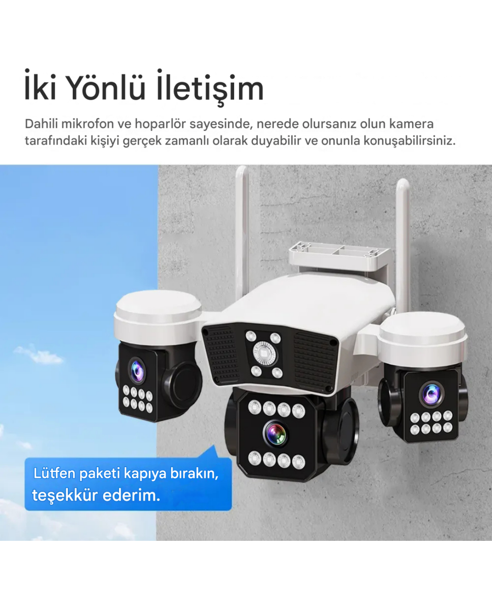 O-Kam 8080 Wifi 6mp Dual Lens Ip Güvenlik Kamerası 128 GB| Hareketli Kablosuz, Gece Görüşü, Kişi Takibi, Türkçe Sesli Görüşme Dış Iç Kamera