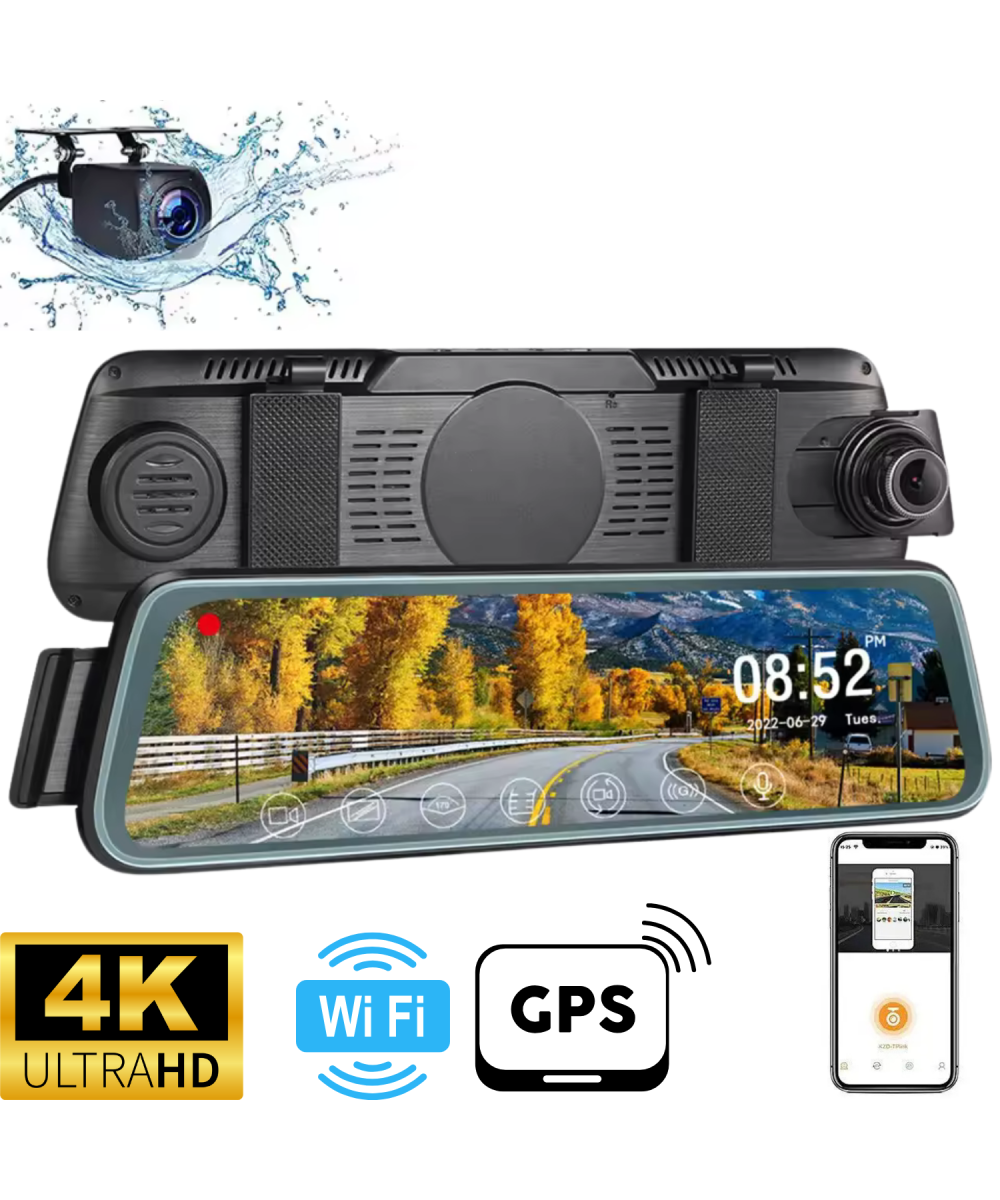 MPIA CC-68 GPS WiFi 4K Ultra HD Dikiz Aynası Araç İçi Kamerası Tam Ekran, Geri Görüş Kameralı Türkçe Menü