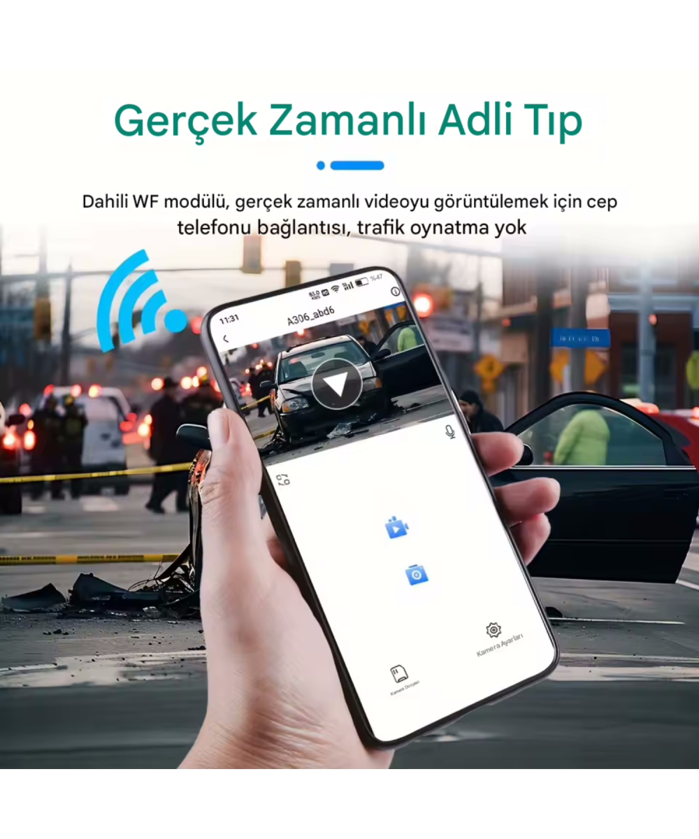 CC-38 Wi-Fi Full HD 3 Kameralı Araç İçi Güvenlik Kamerası 64GB – IR Gece Görüşü, Ön-Arka-İç Kayıt,DashCam