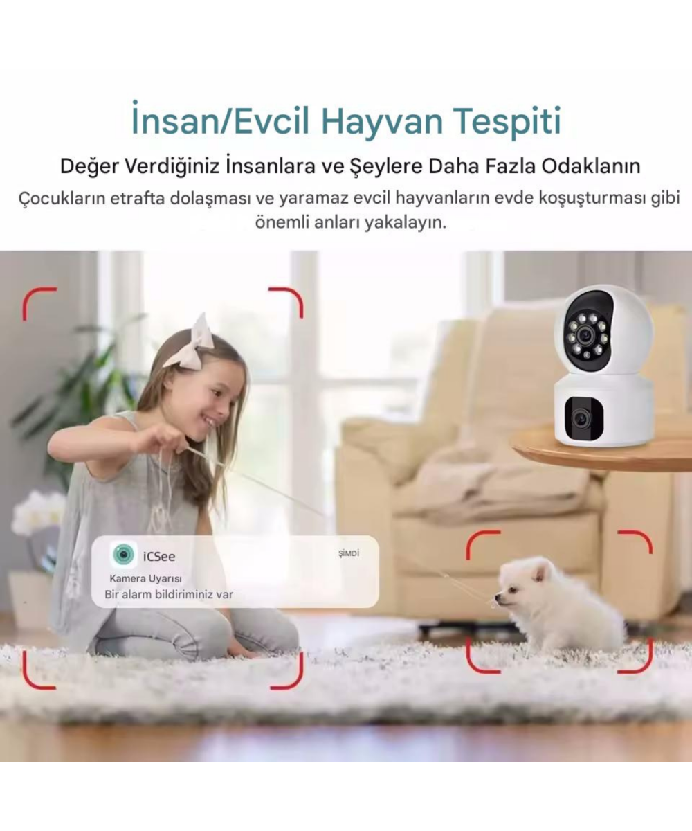 MPI AOİ Akıllı Kamera WiFi 6MP 2 Kameralı IP Güvenlik Kamerası Hareketli Bebek Odası Dış İç Kullanım