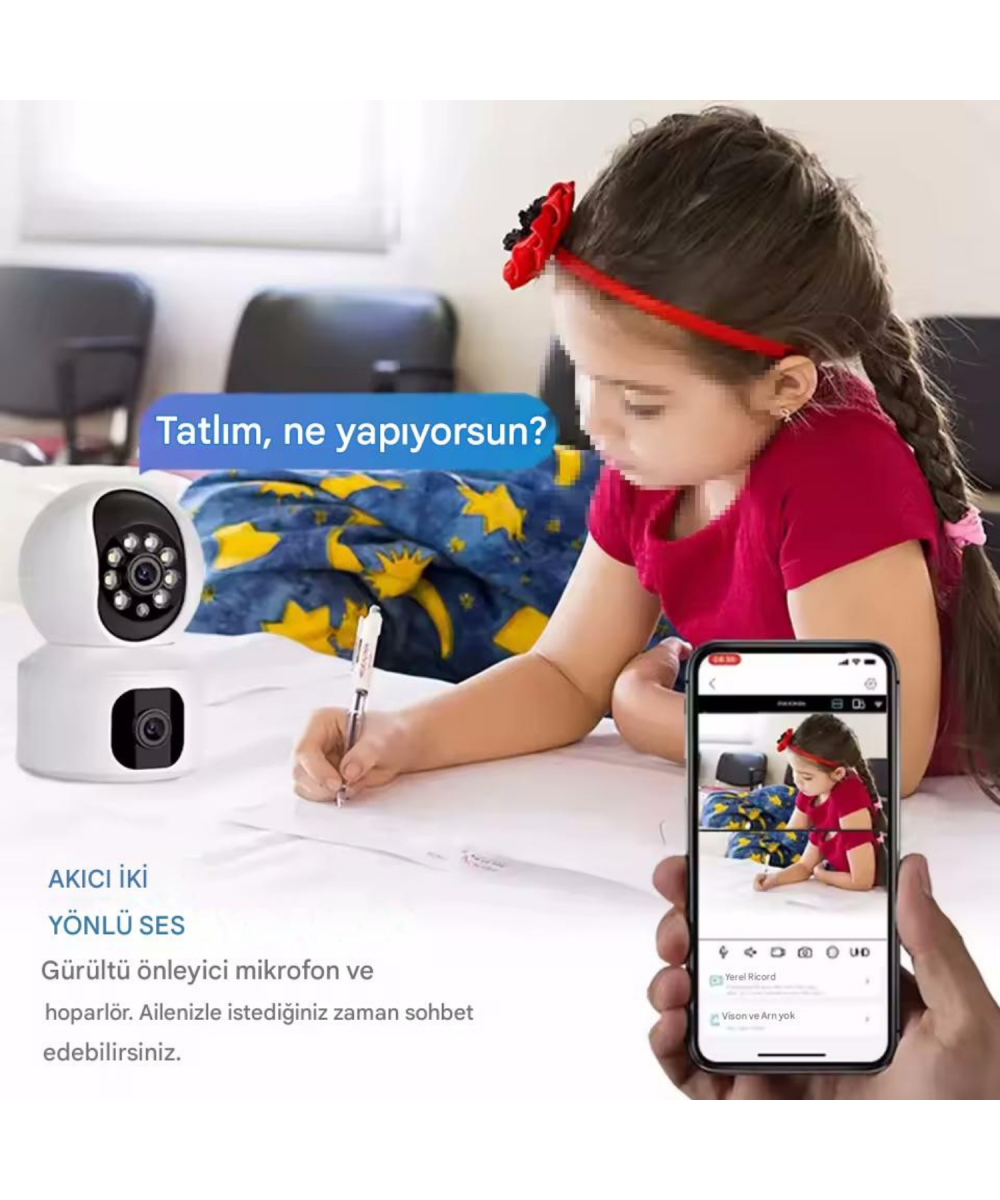 MPI AOİ Akıllı Kamera WiFi 6MP 2 Kameralı IP Güvenlik Kamerası Hareketli Bebek Odası Dış İç Kullanım