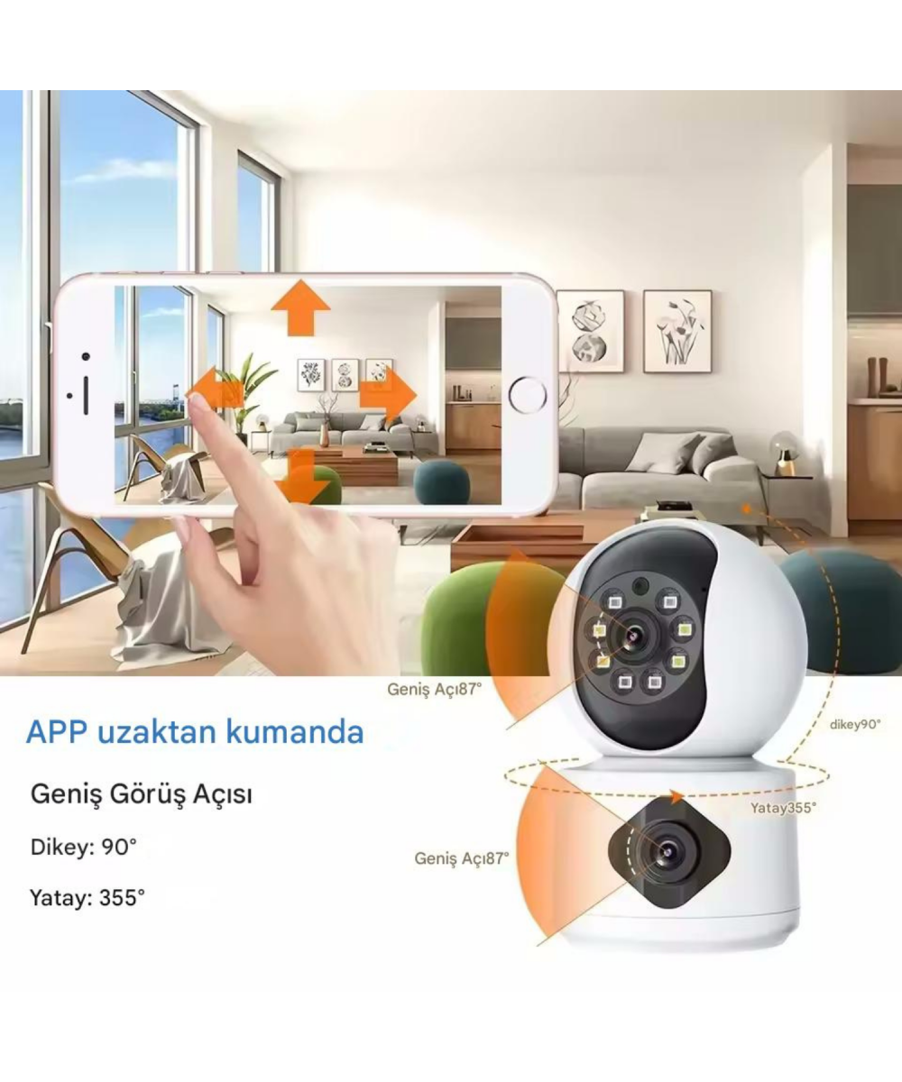MPI AOİ Akıllı Kamera WiFi 6MP 2 Kameralı IP Güvenlik Kamerası Hareketli Bebek Odası Dış İç Kullanım