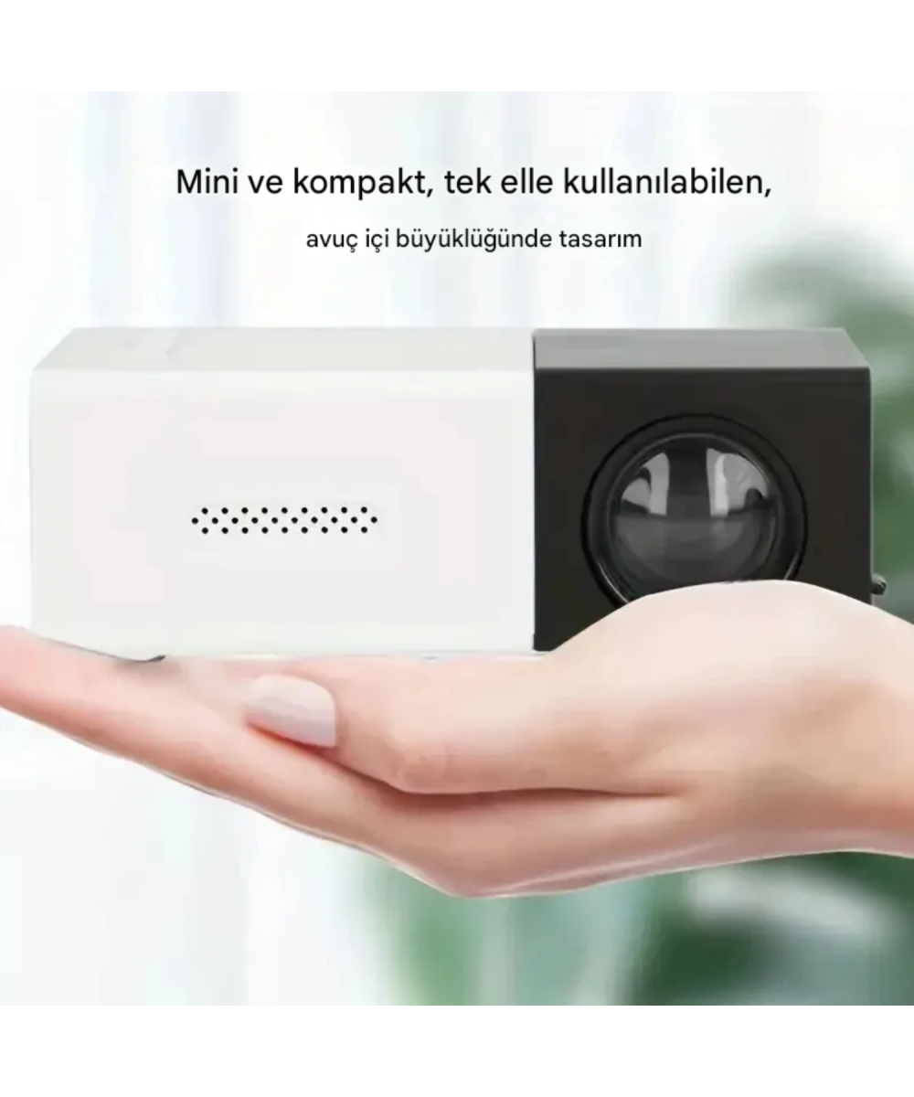 YG300 Akıllı Projeksiyon Cihazı  Taşınabilir Mini LED 5V Powerbank Destekli Bluetooth Ekran Yansıtma (Mavi)
