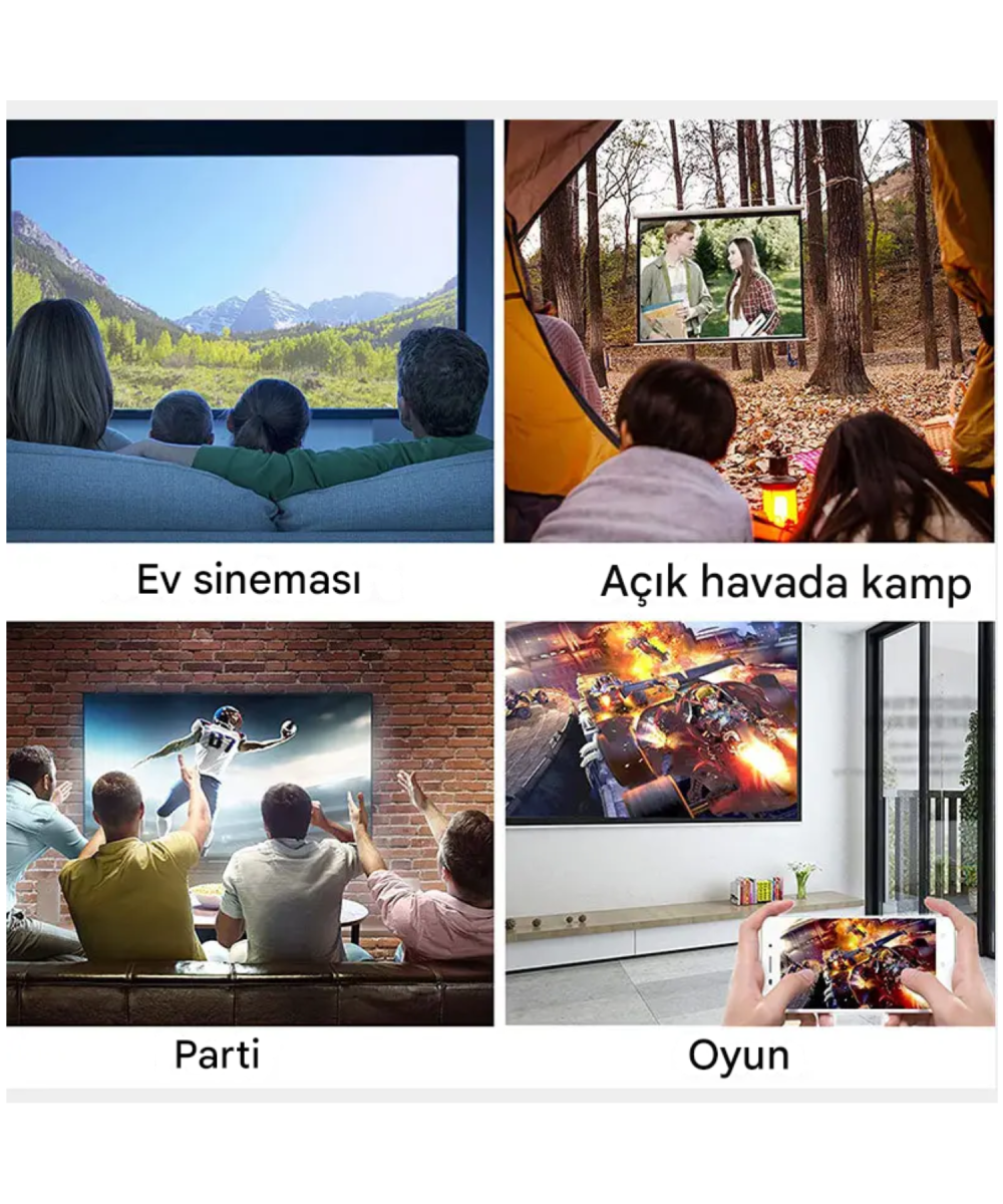 YG300 Akıllı Projeksiyon Cihazı  Taşınabilir Mini LED 5V Powerbank Destekli Bluetooth Ekran Yansıtma (Mavi)