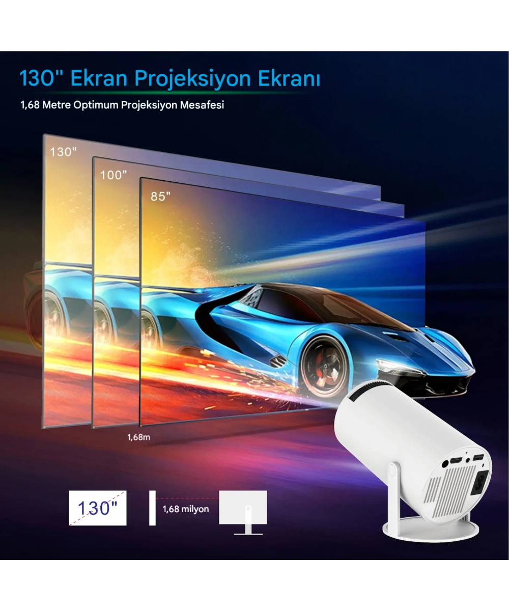 HY300Pro Akıllı Projeksiyon Cihazı Android 11 Taşınabilir 1080P Ev Sineması WiFi Bluetooth Destekli