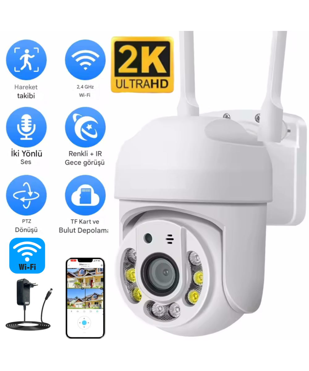 O-Kam 3011 PRO 2K 1080P Akıllı WİFİ Güvenlik Kamerası Hareketli Kablosuz, Gece Görüşü, Kişi Takibi, Türkçe Sesli Görüşme